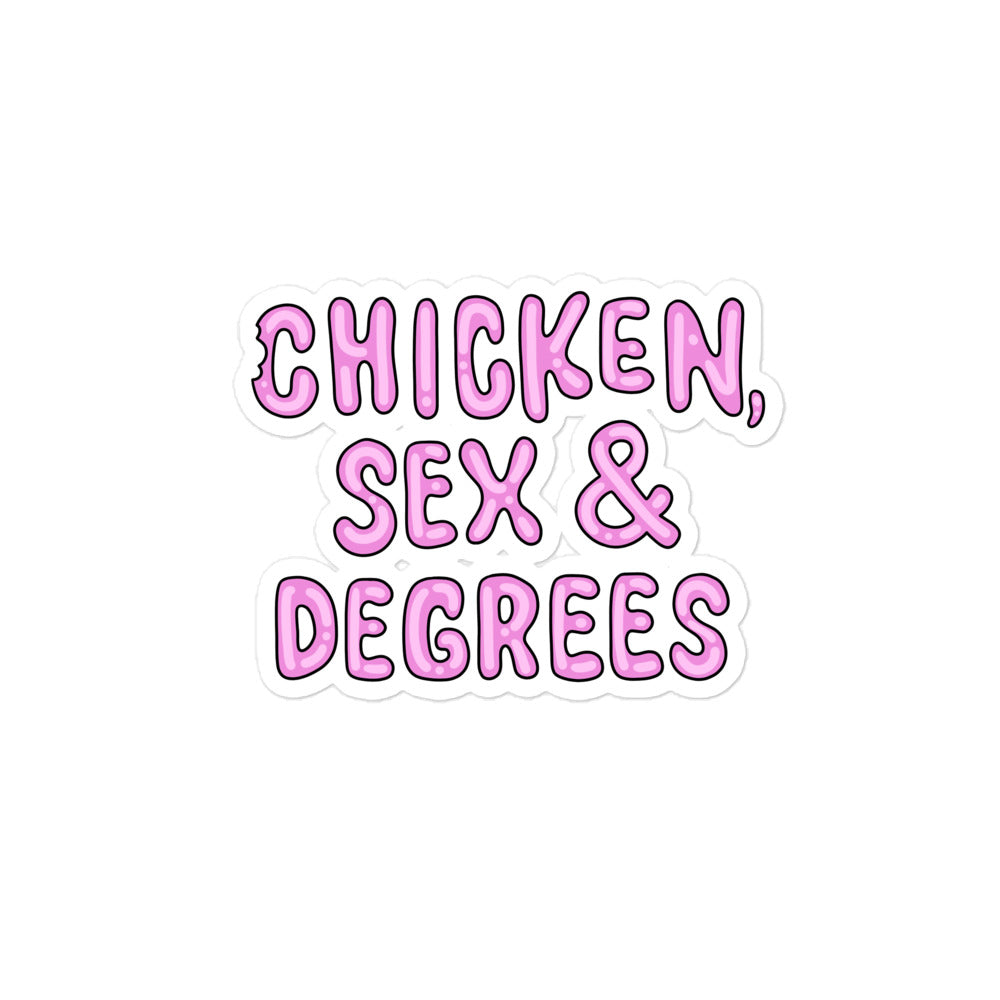 Chicken, Sex & Degrees Pink & White Bubble-free stickers
